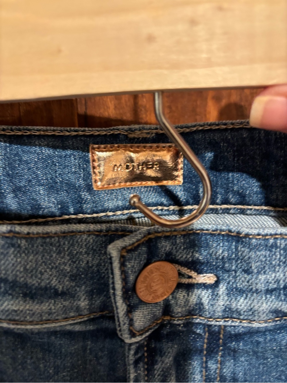 MOTHER Blue Denim Jeans with Copper Patch - Picture 2 of 5